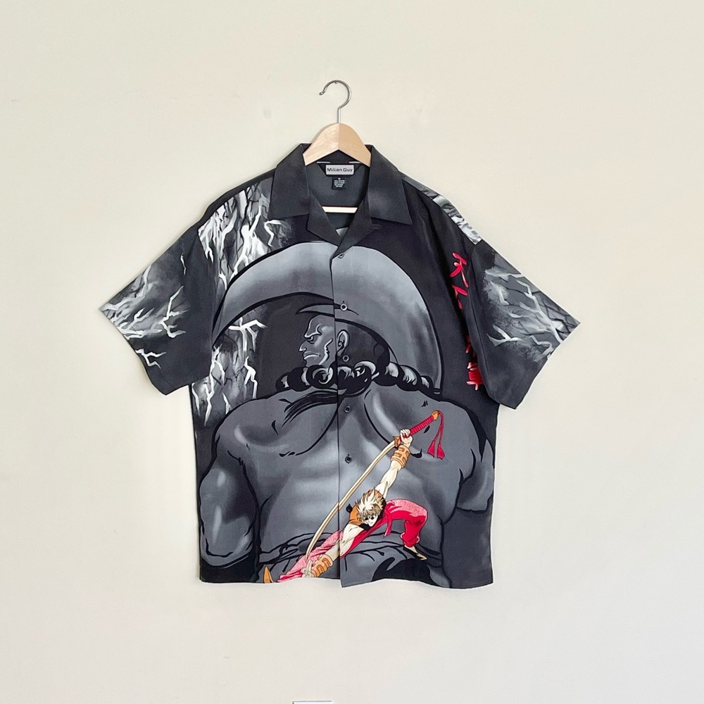 Vintage 2001 Million Guy Anime Yukishiro Enishi Samurai Button Down Shirt Mens M